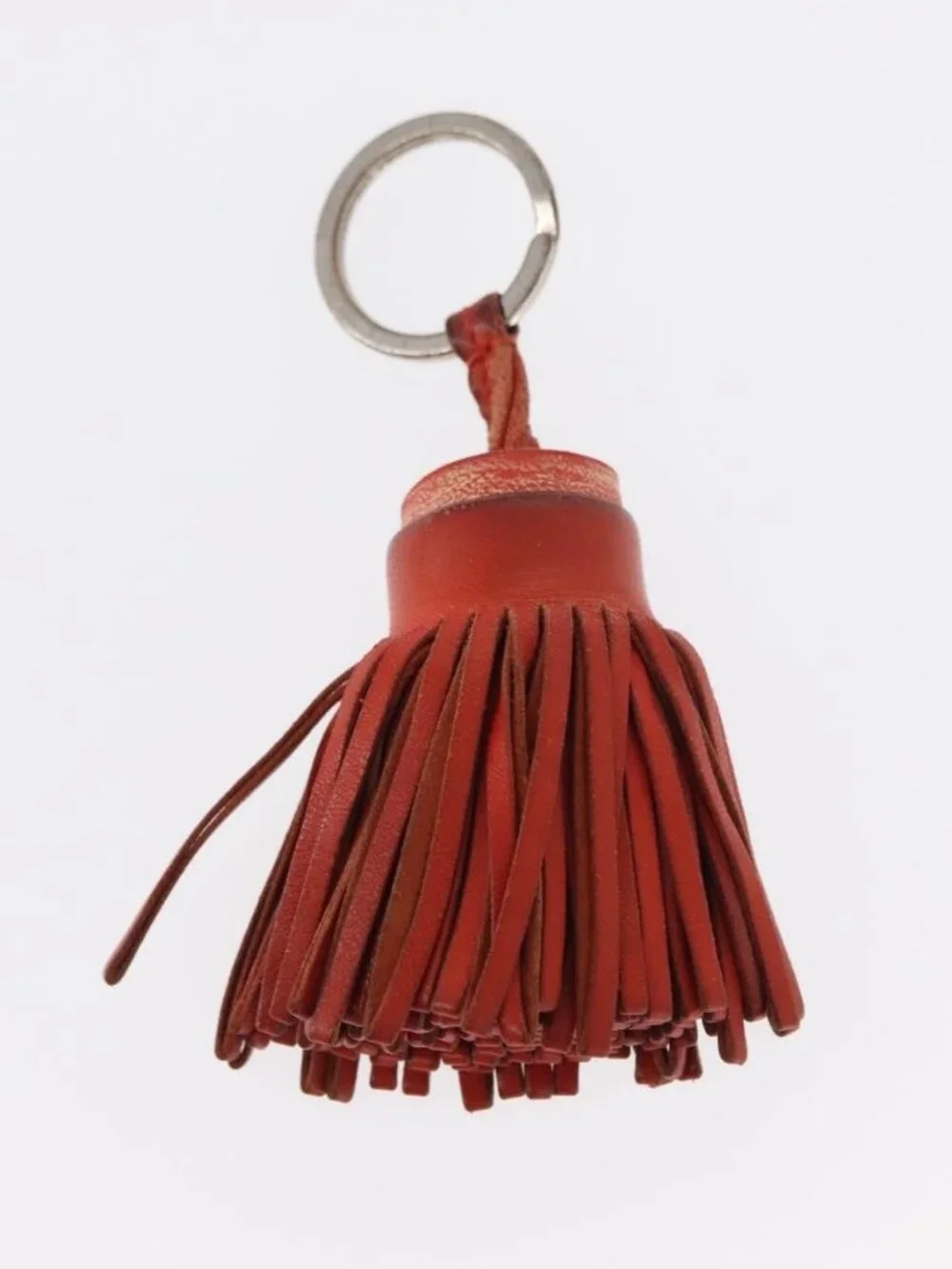 HERMES Charm Metal Leather 3 Set Red Gold Silver Auth bs30857